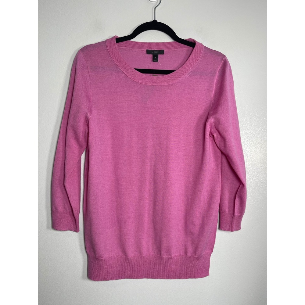 J.CREW Crewneck Sweater Medium Pink NEW 100% Merino Wool Preppy Casual Coastal